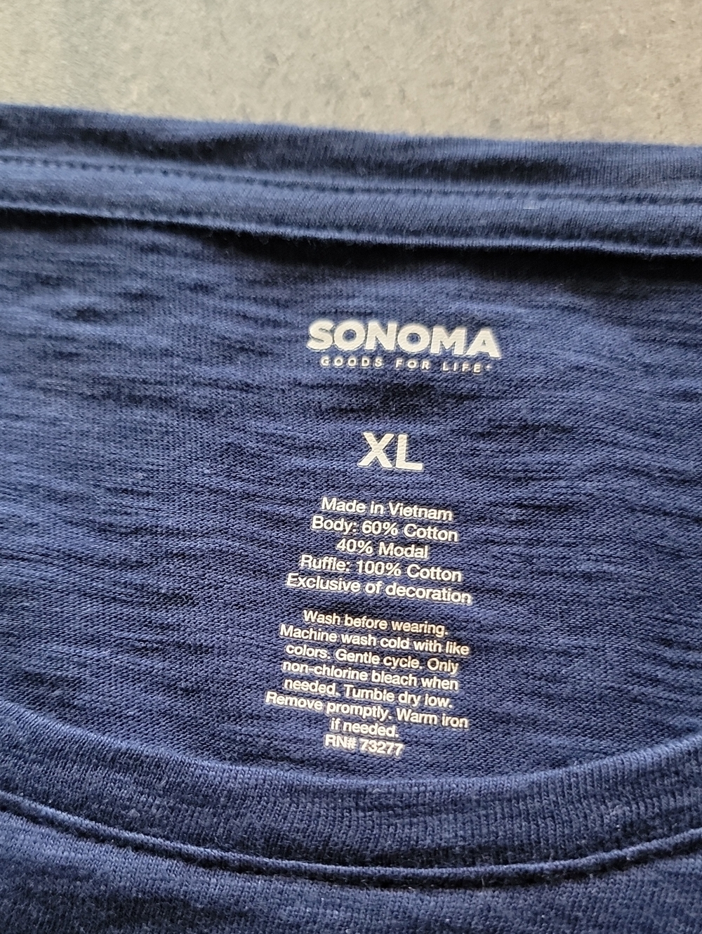 SONOMA Short Sleeve Embroidered Sleeve Top Navy Blue Size XL NWT - Picture 5 of 9